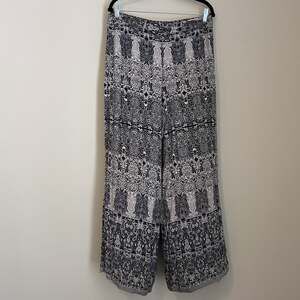 Live and Let Live Black Women’s XL Boho Wide Leg Palazzo Pants Artsy Hippie